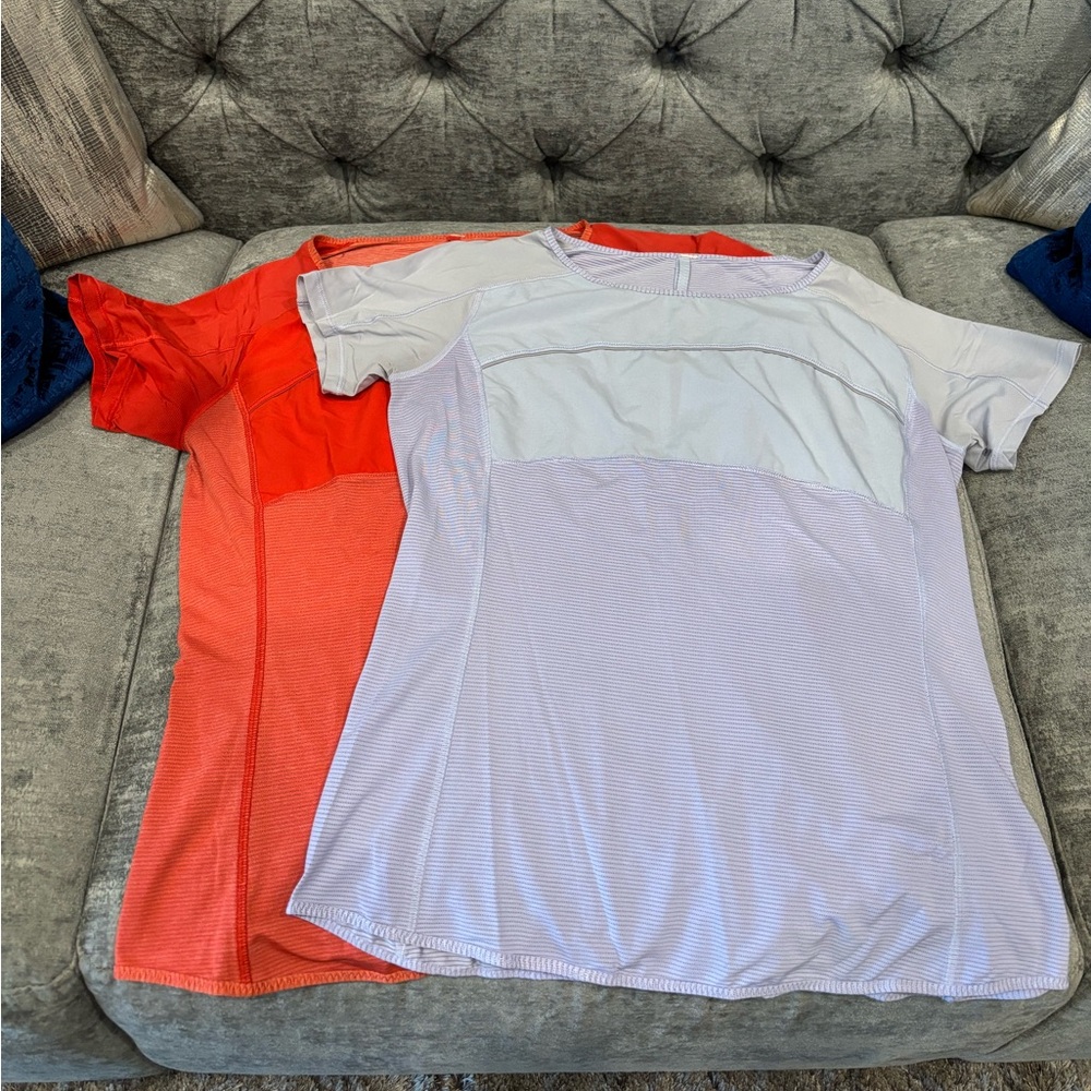 Lululemon Athletica Run Fast Track Short Sleeve Tops Orange & Purple - Size 6